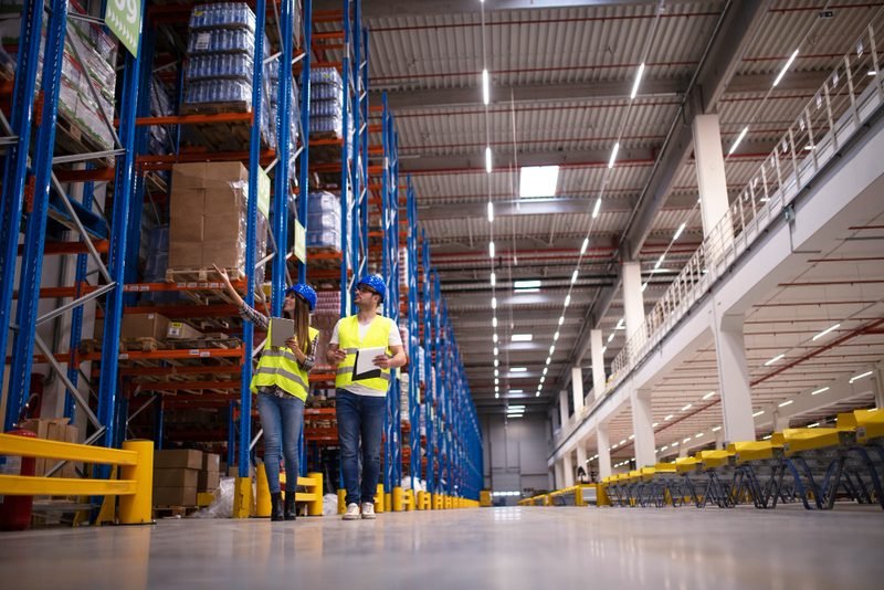 Warehouse with shelving